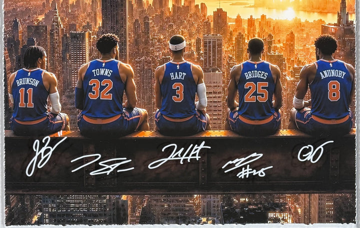 Knicks 2026 Team Starting 5 framed 3d Shadowbox Photo 26x26 Jalen Brunson Kat OG