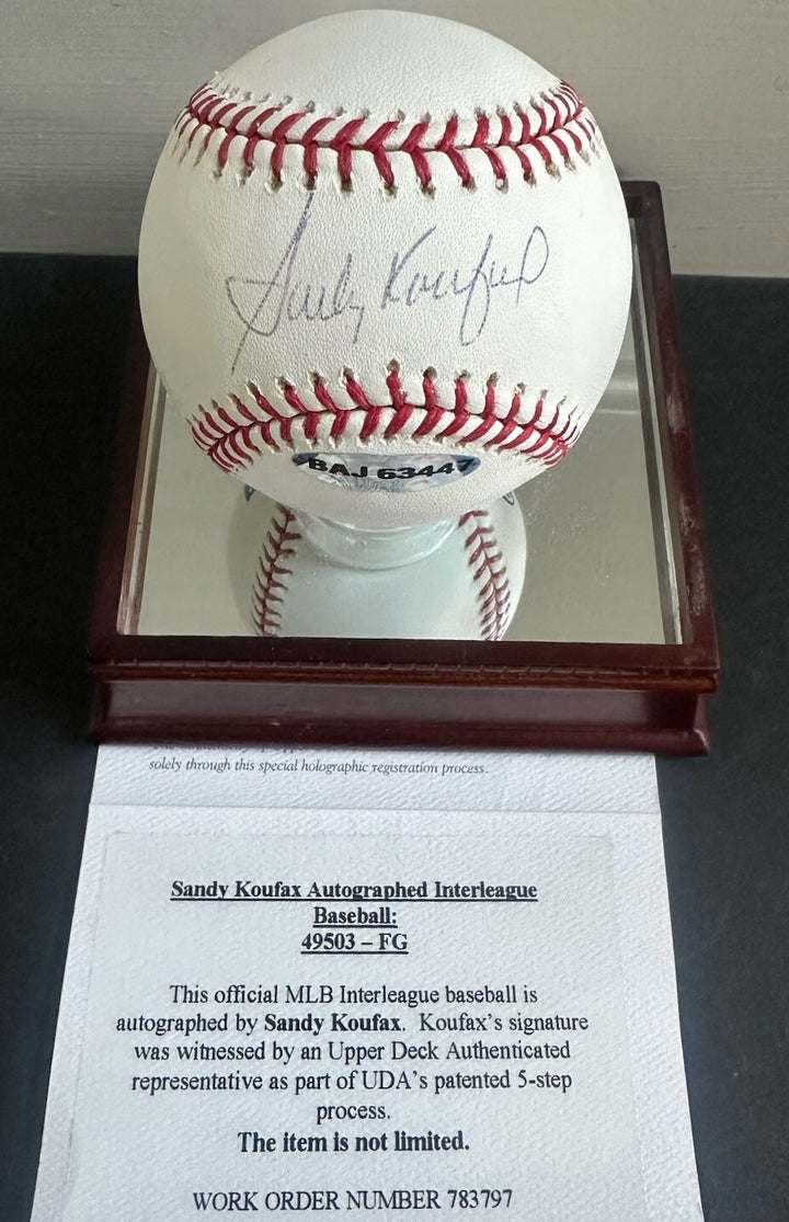 Sandy Koufax Signed Official Mlb Baseball Hof Auto Upper Deck Uda Coa W/ Case