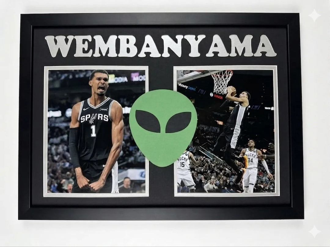 Victor Wembanyama Custom Framed "The Alien" Display Piece San Antonio Spurs