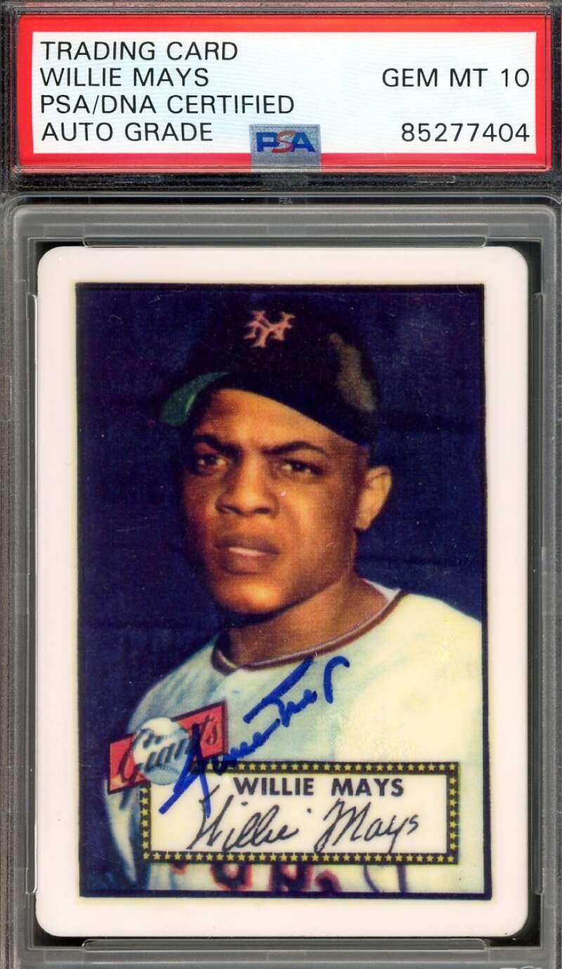 Willie Mays Gem Mint 10 PSA DNA Signed 1952 Topps Porcelain Card Autograph