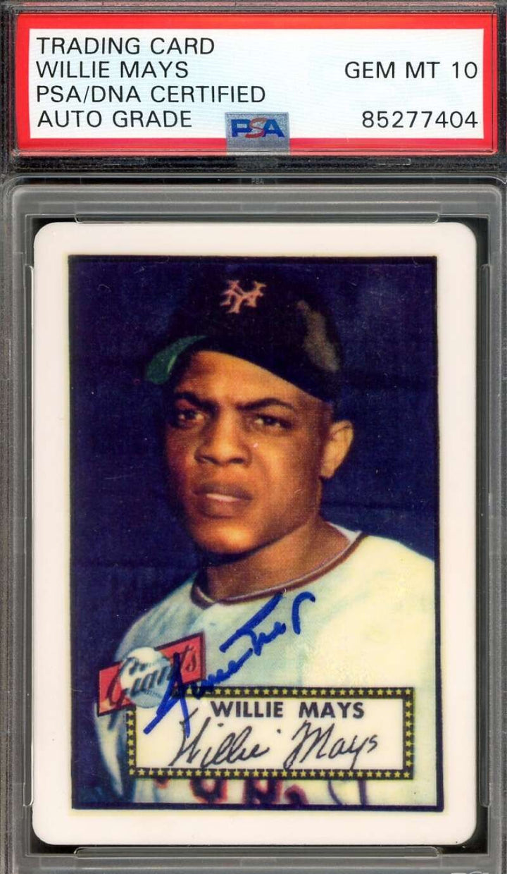 Willie Mays Gem Mint 10 PSA DNA Signed 1952 Topps Porcelain Card Autograph