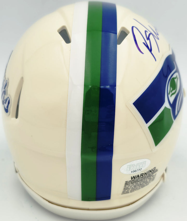 Rashid Shaheed Signed Seattle Seahawks Cream Retro Speed Mini Helmet MCS Holo