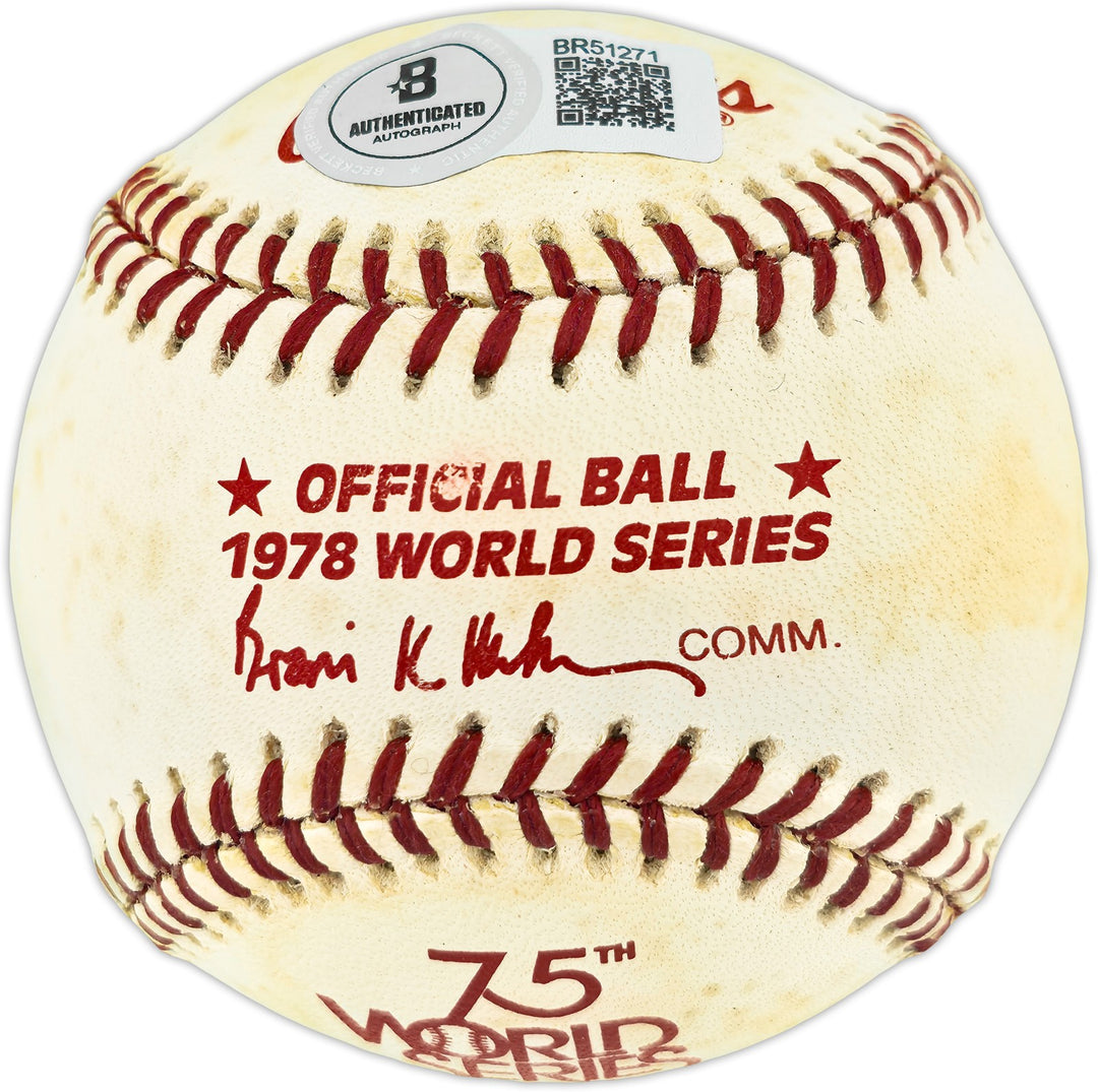 Mickey Rivers Auto Official 1978 WS Logo Baseball Yankees The Quick Beckett 271