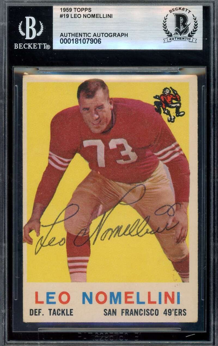 Leo Nomellini Beckett BAS Vintage Signed 1959 Topps Autograph