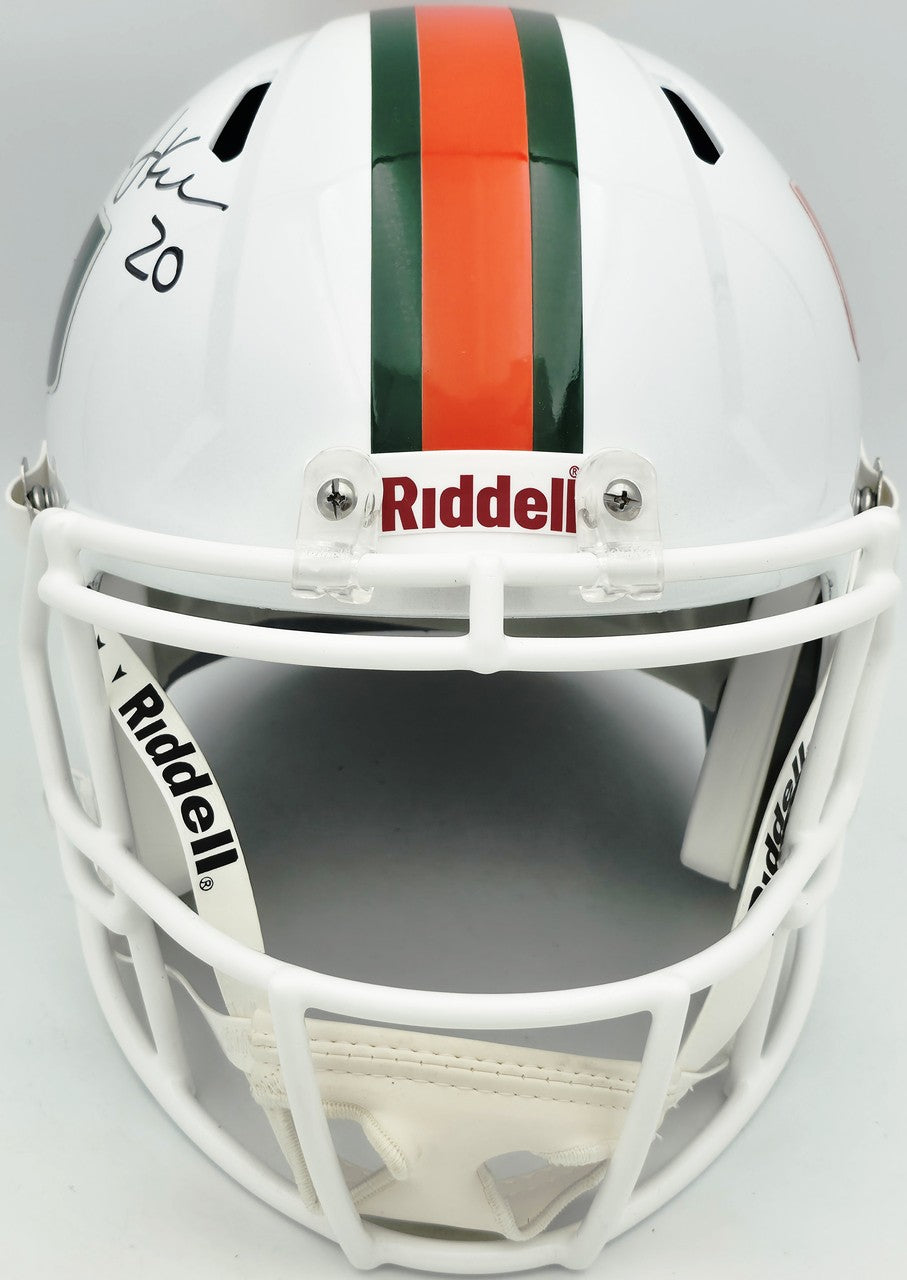 Bernie Kosar Auto Hurricanes White Full Size Speed Replica Helmet JSA Witness