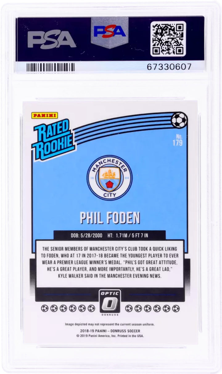 Graded 2018 Panini Donruss Phil Foden #179 Optic Rookie RC Soccer Card PSA 10