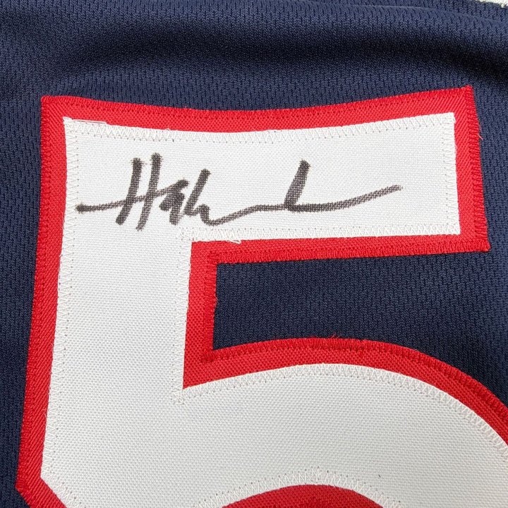 Autographed/Signed Hakeem Olajuwon United States USA Blue Jersey JSA COA