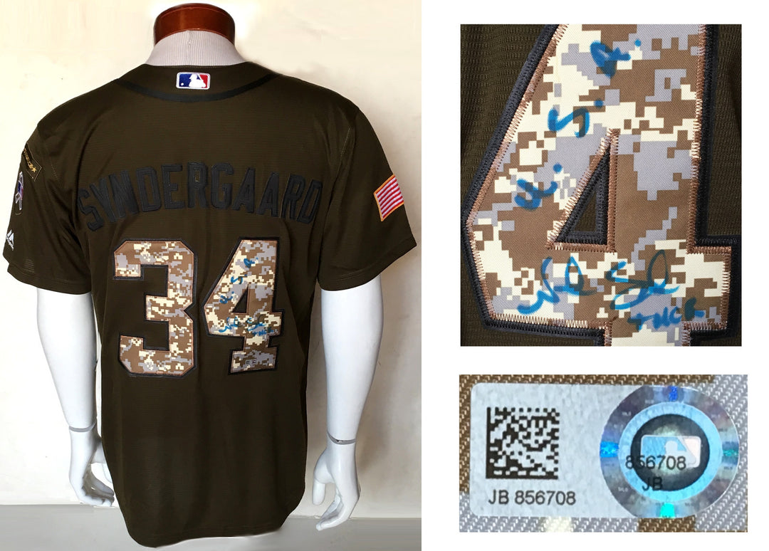 Noah Syndergaard signed Mets salute service Camo jersey THOR USA Auto MLB holo