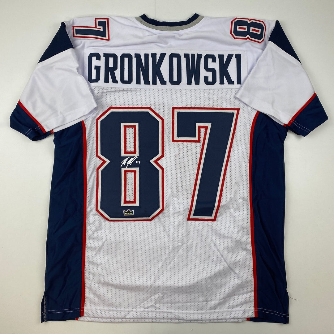 Facsimile Autographed Rob Gronk Gronkowski New England White Jersey XL
