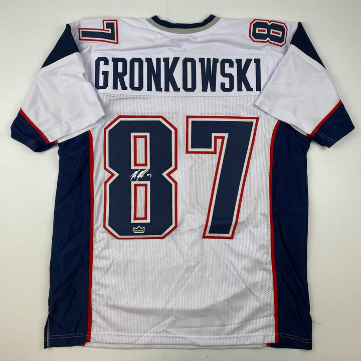 Facsimile Autographed Rob Gronk Gronkowski New England White Jersey XL