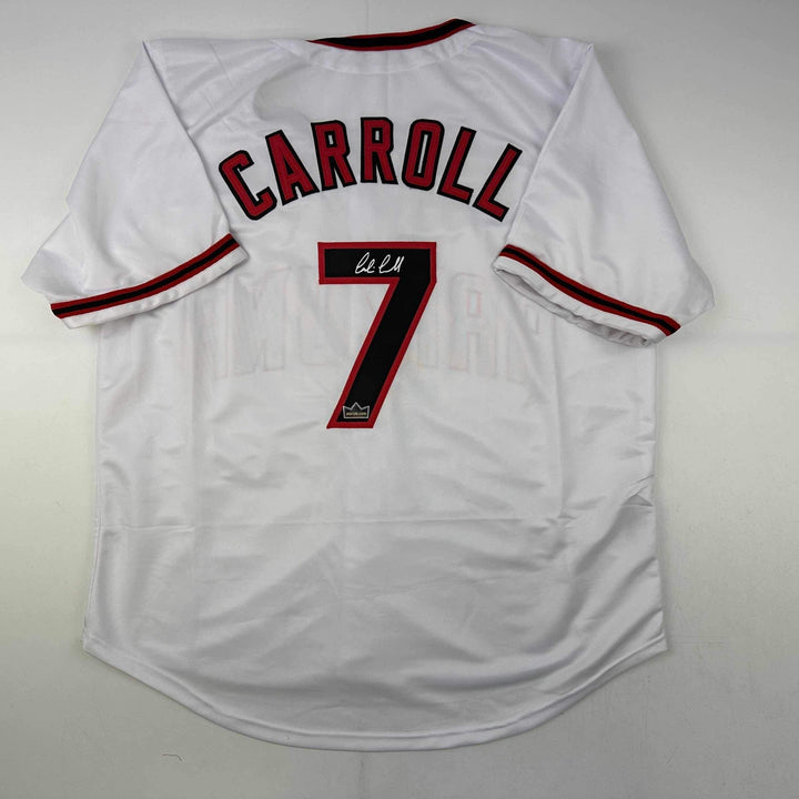 Facsimile Autographed Corbin Carroll Arizona White Reprint Jersey Size Men's XL