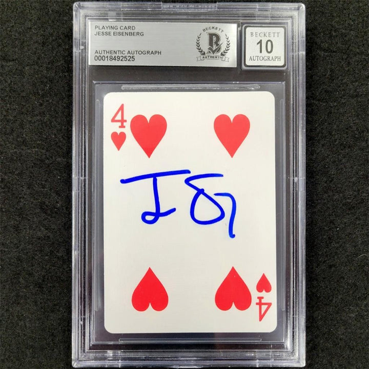 Jesse Eisenberg signed 4 of Hearts Playing Card Now You See Me BAS 10 auto