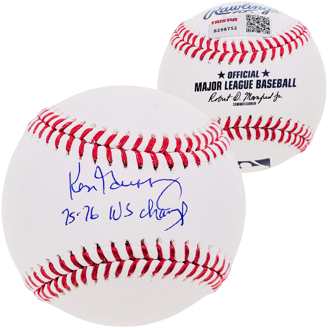 Ken Griffey Sr. Signed MLB Baseball Cincinnati Reds "75-76 WS Champs" Tristar
