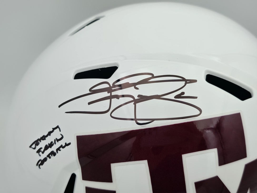 Johnny Manziel Auto Texas A&M White Full Size Rep Helmet Johnny F'cking Football