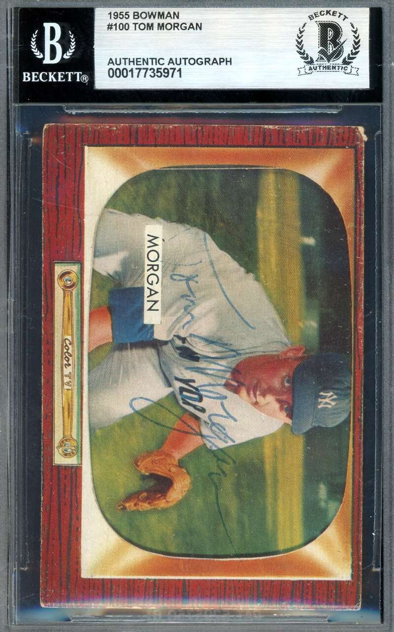 Tom Morgan Beckett BAS Signed 1955 Bowman Autograph