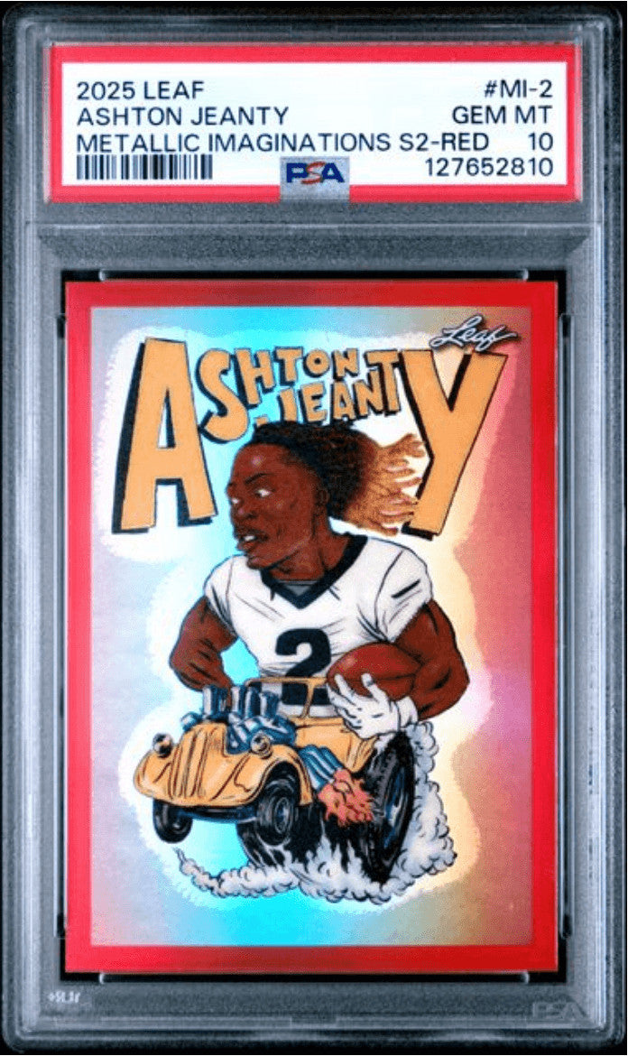 Graded 2025 Leaf Ashton Jeanty MI2 Metallic Series Red /199 RC Card PSA 10