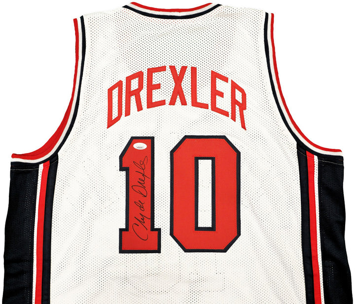 Team USA Clyde Drexler Autographed Signed White Jersey JSA