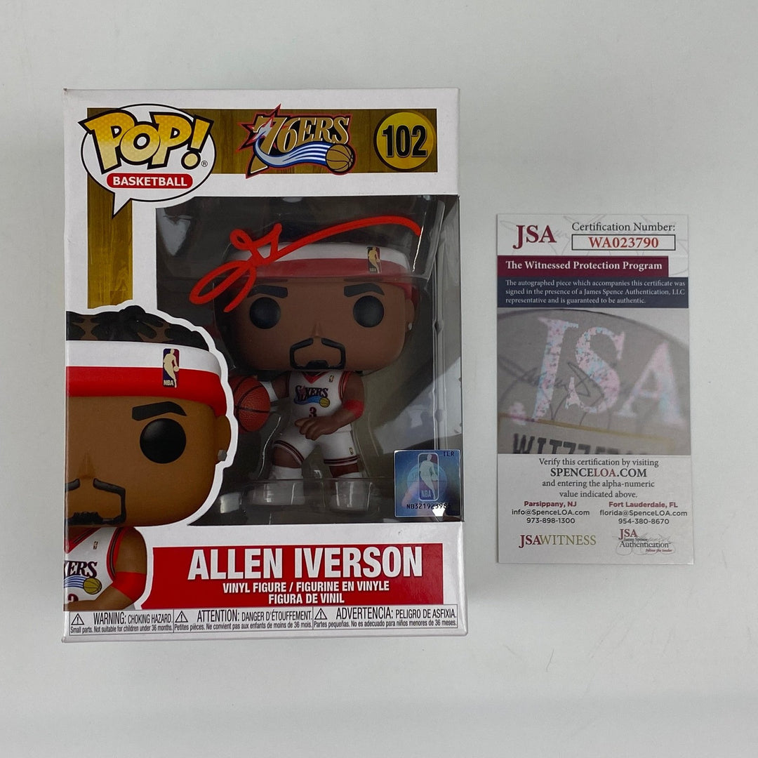 Autographed/Signed Allen Iverson 76ers Funko Pop #102 Figurine JSA COA