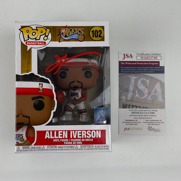 Autographed/Signed Allen Iverson 76ers Funko Pop #102 Figurine JSA COA