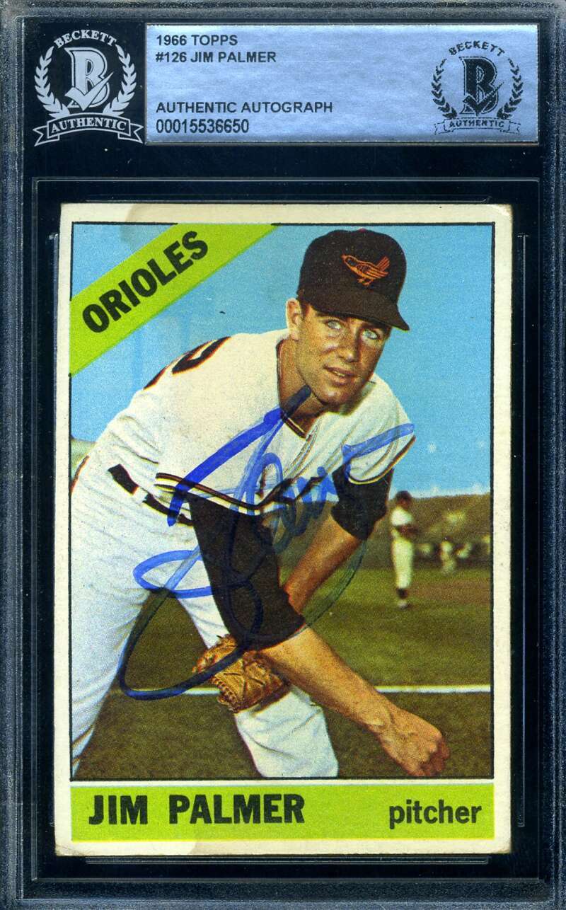 Jim Palmer Beckett BAS Signed 1966 Topps Rookie Autograph