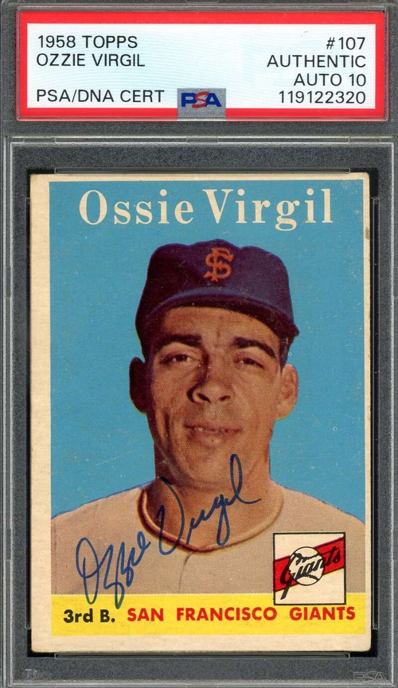 Ozzie Virgil Gem Mint 10 PSA DNA Signed 1958 Topps Autograph