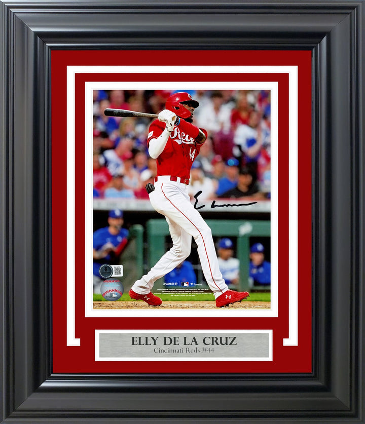 Elly De La Cruz Signed Framed 8x10 Photo Cincinnati Reds HR Swing Beckett BAS QR