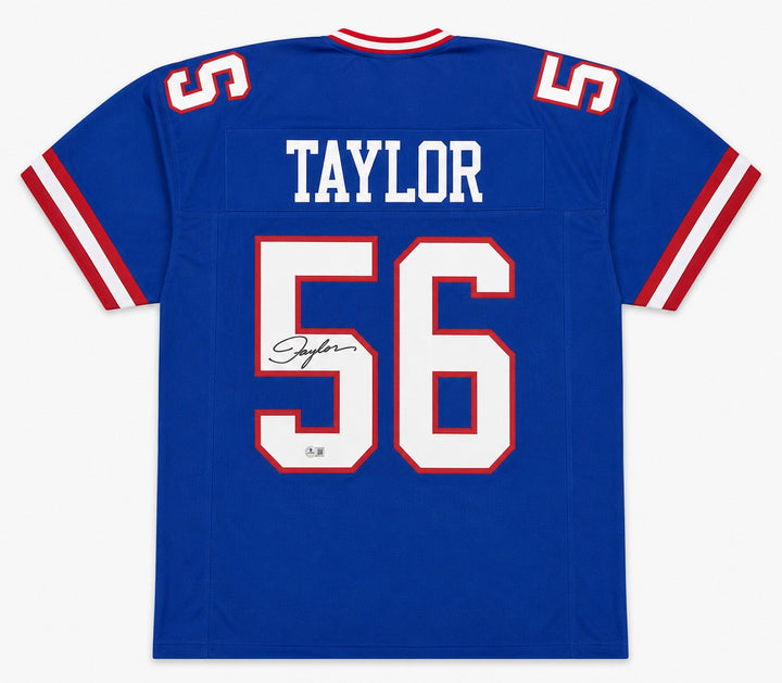 New York Giants Lawrence Taylor Signed Blue Jersey Beckett BAS Witness