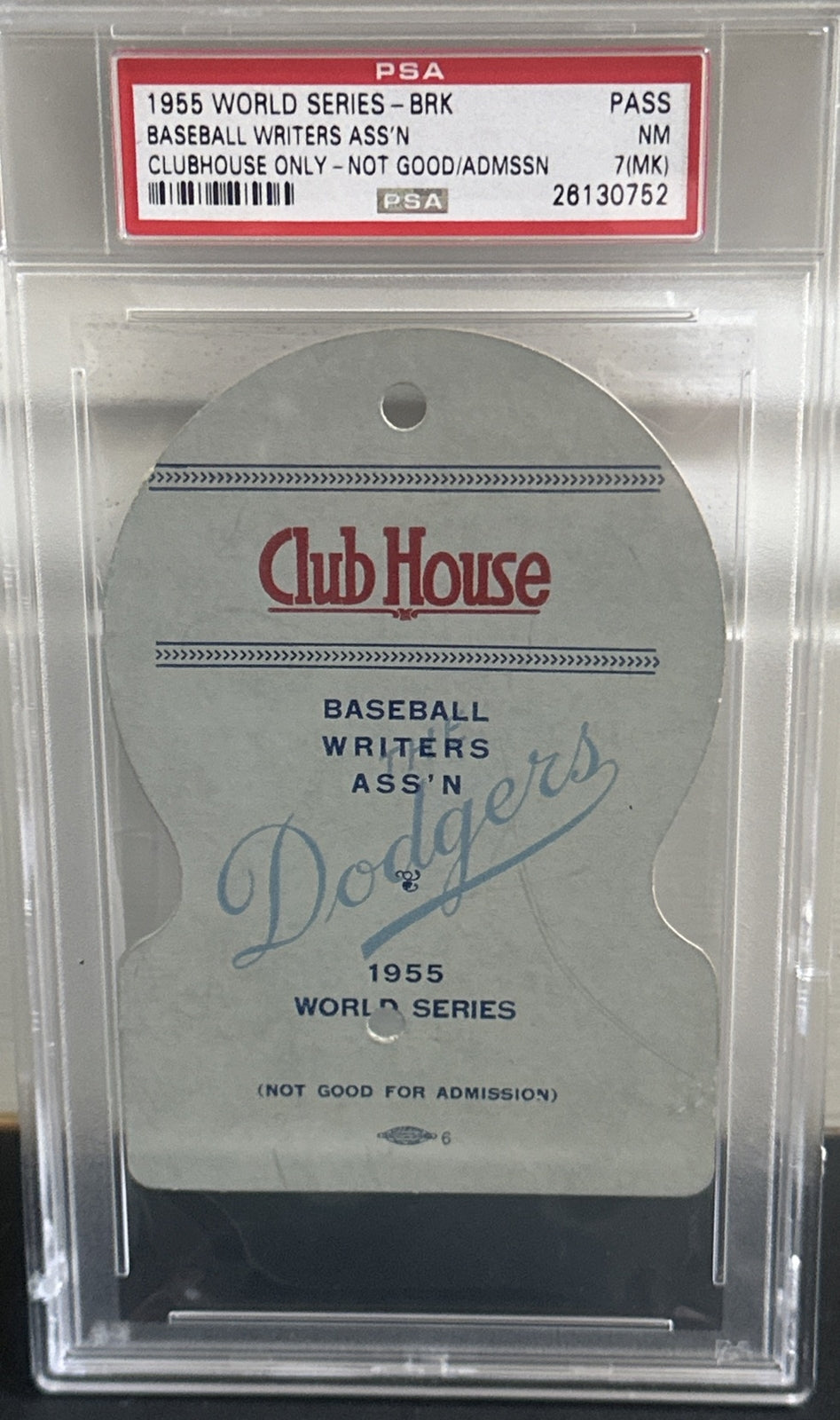 1955 WORLD SERIES Clubhouse TICKET Brooklyn DODGERS Jackie Robinson Psa 7 Pop 1