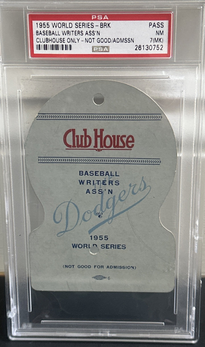 1955 WORLD SERIES Clubhouse TICKET Brooklyn DODGERS Jackie Robinson Psa 7 Pop 1