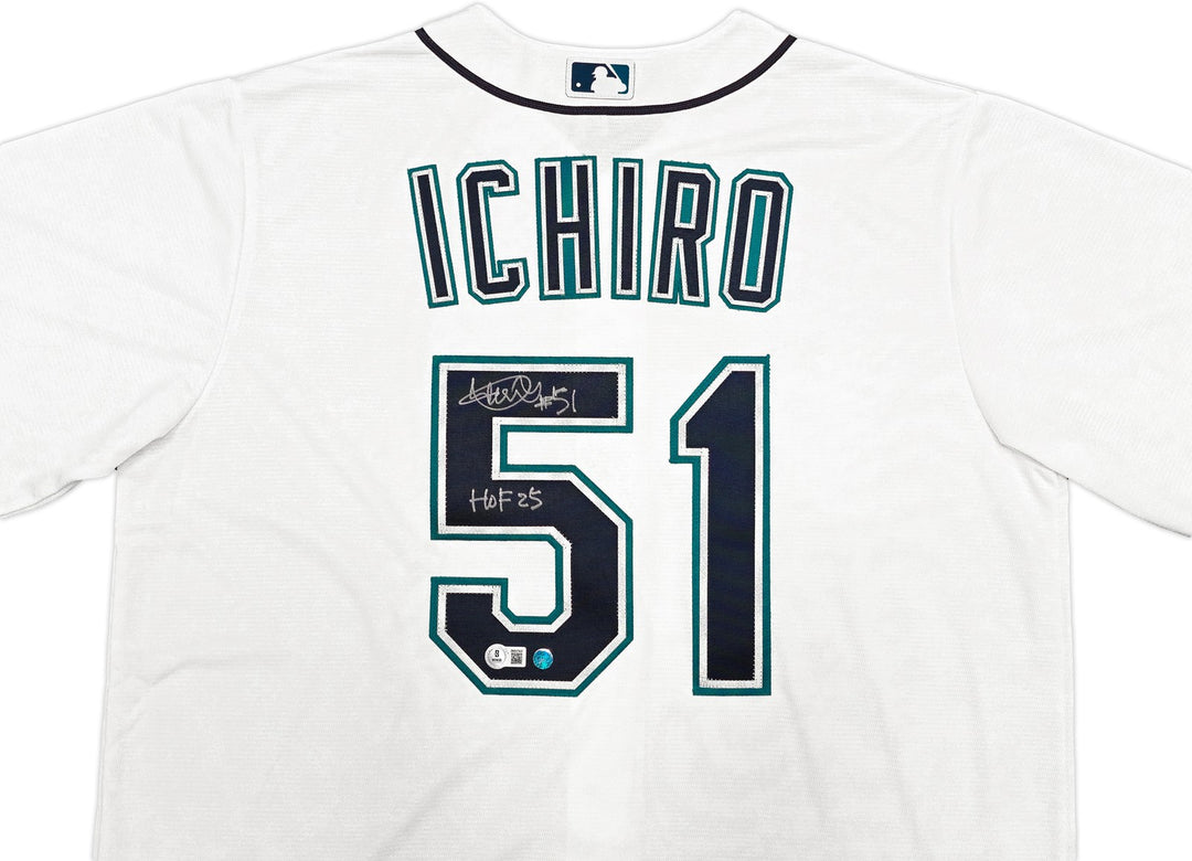 Mariners Ichiro Suzuki Auto White Nike Jersey Size L "HOF 25" IS Holo & Beckett