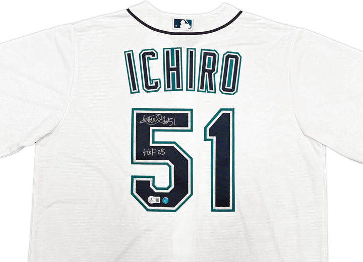 Mariners Ichiro Suzuki Auto White Nike Jersey Size L "HOF 25" IS Holo & Beckett
