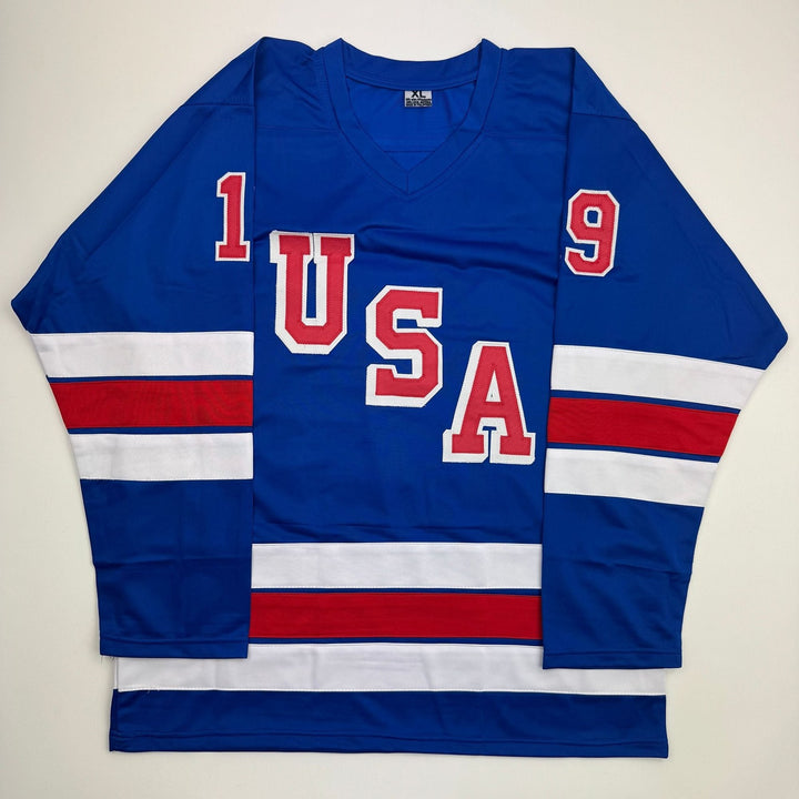 Autographed/Signed Matthew Tkachuk USA 2026 Olympics Blue Hockey Jersey JSA COA