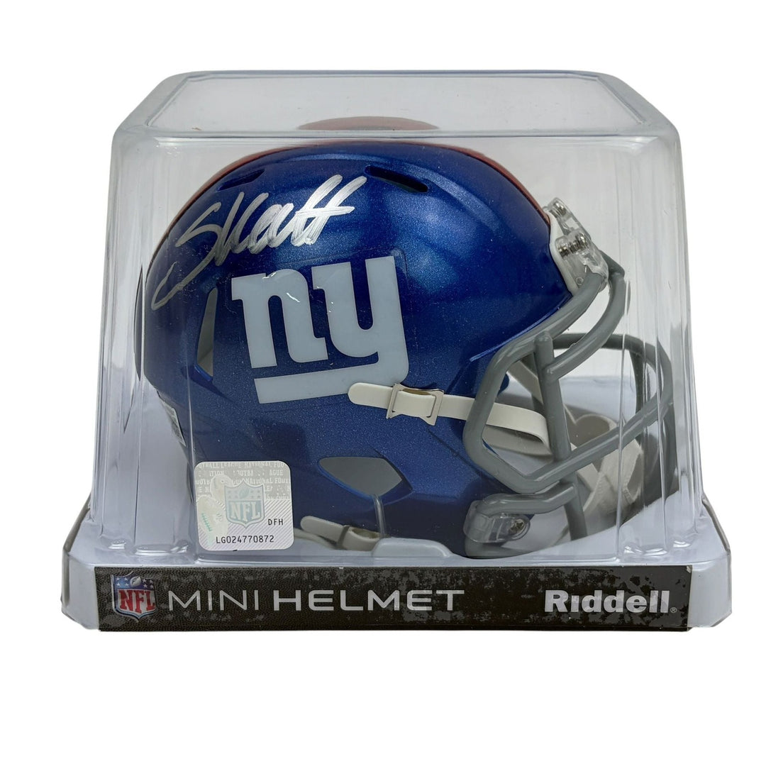 Autographed/Signed Cam Skattebo New York Giants Mini Helmet Beckett BAS COA