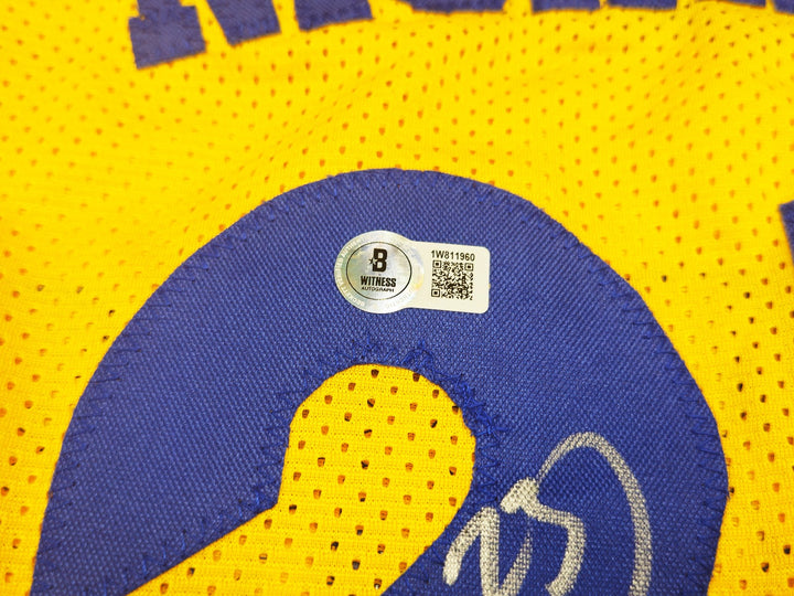 Golden State Warriors Mitch Richmond Signed Yellow Jersey "HOF 2014" Beckett Wit