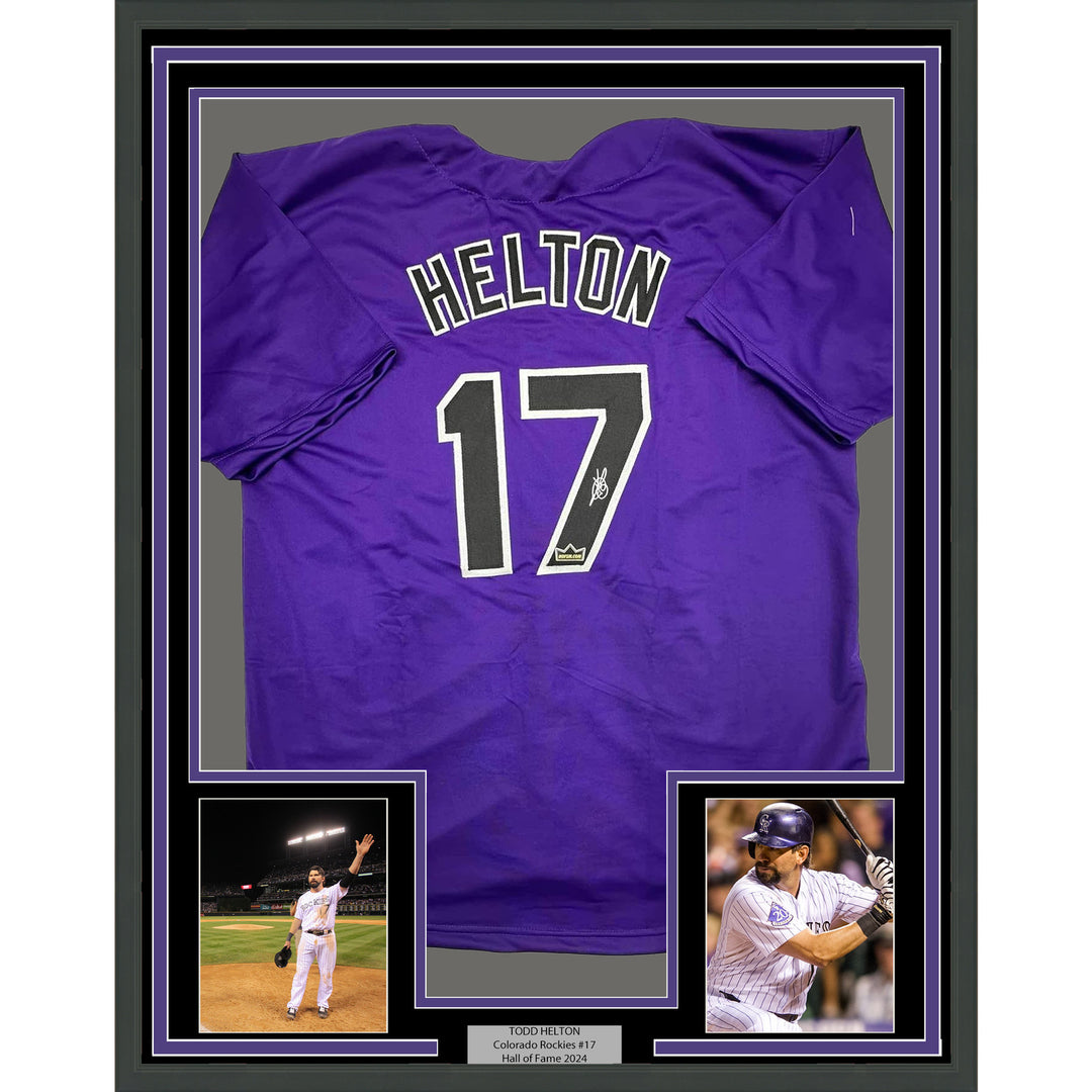 Framed Facsimile Autographed Todd Helton 35x39 Colorado Purple Reprint Jersey