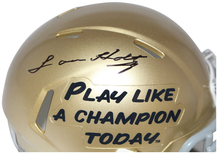 Lou Holtz Autographed/Signed Notre Dame Mini Helmet PLAC Beckett 40616