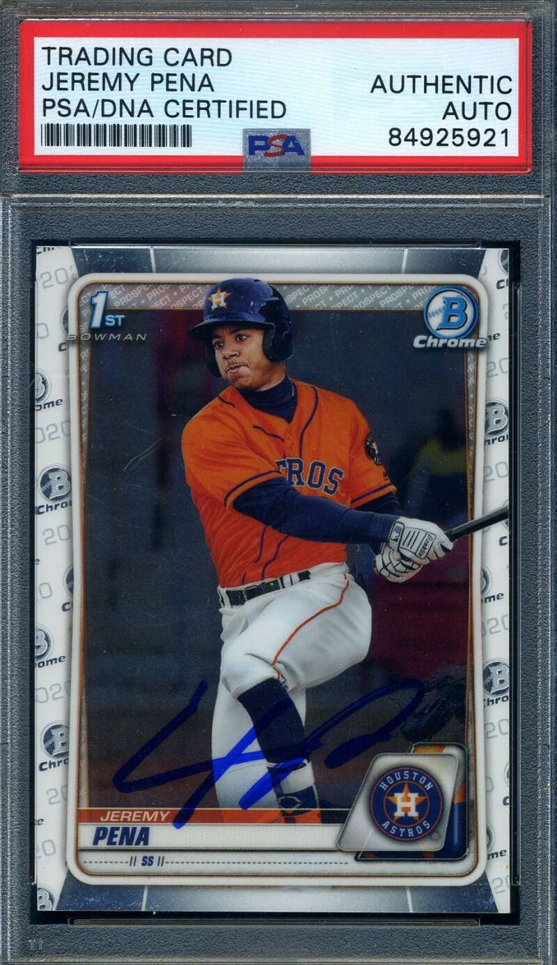 Jeremy  Pena PSA DNA Signed 2020 Bowman First Chrome Rookie Autograph