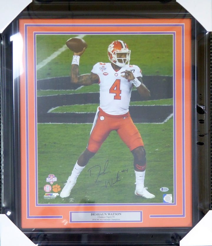 Deshaun Watson Signed Framed 16x20 Photo Clemson Tigers Beckett BAS