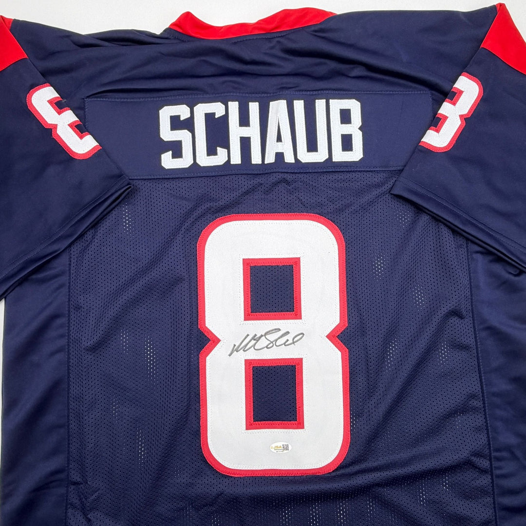 Autographed/Signed Matt Schaub Houston Navy Blue Football Jersey JSA COA