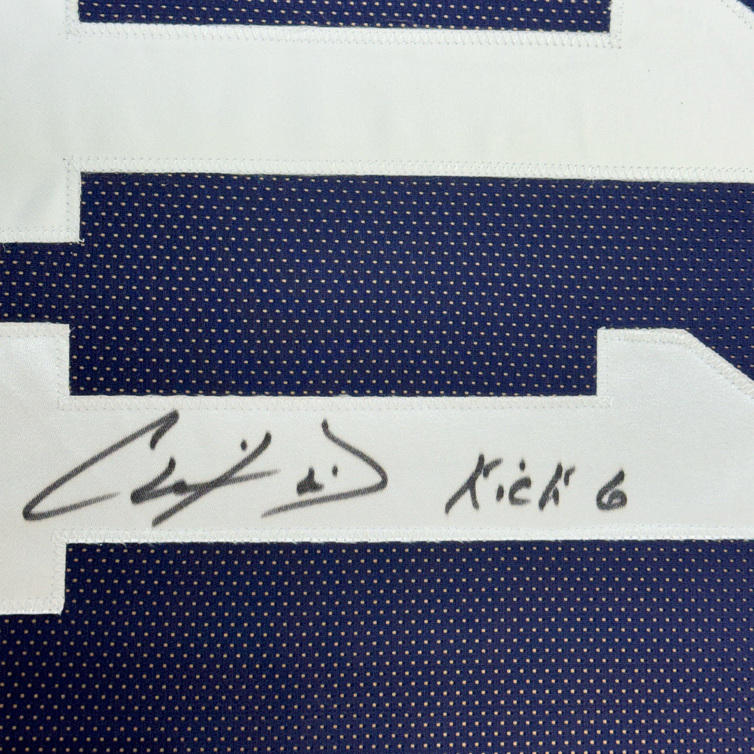 Framed Autographed/Signed Chris Davis Jr. 35x39 Auburn Blue Jersey JSA COA