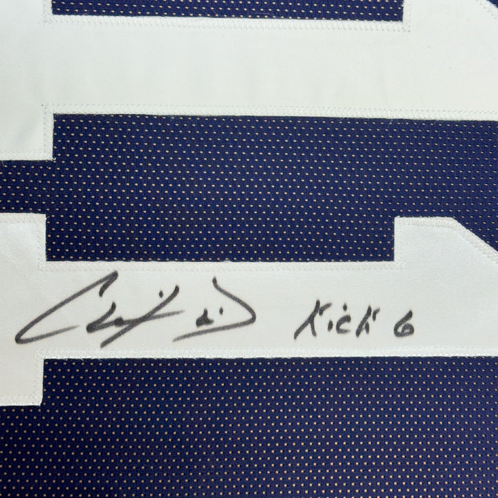 Framed Autographed/Signed Chris Davis Jr. 35x39 Auburn Blue Jersey JSA COA