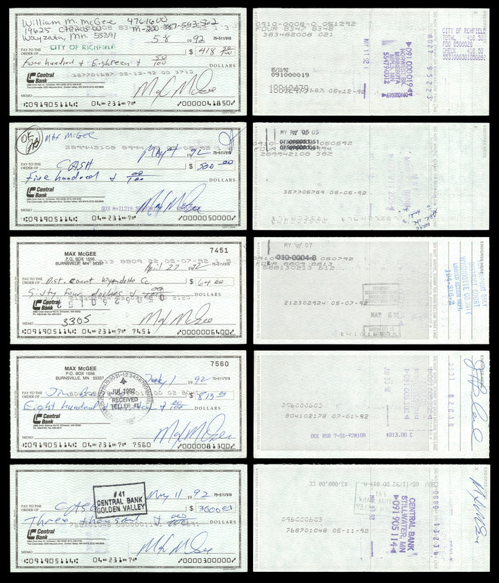 Max McGee Autographed Signed 2.75x6 Check Lot of 50 Green Bay Packers 174046