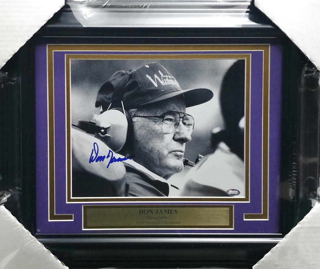 Don James Autographed Framed 8x10 Photo Washington Huskies MCS Holo #88806