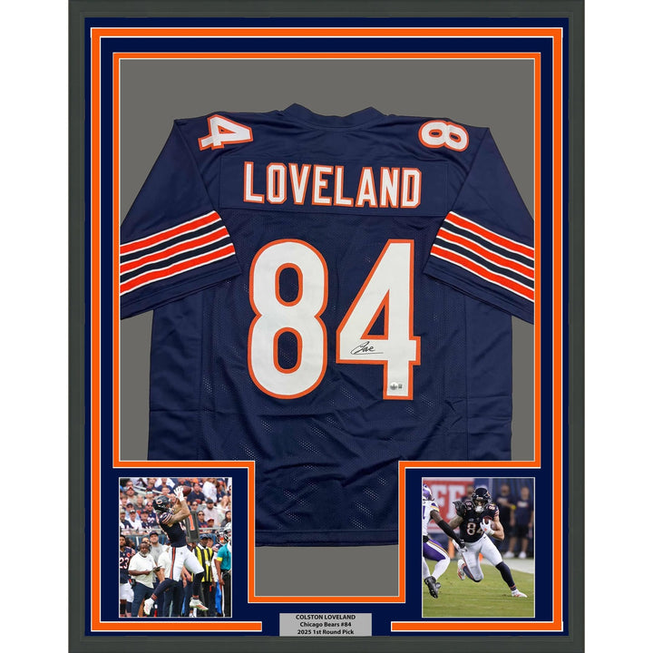 Framed Signed Colston Loveland 35x39 Chicago Blue Jersey Beckett COA