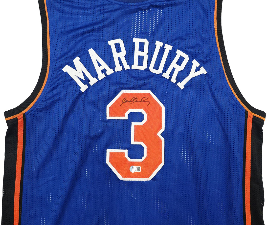 New York Knicks Stephon Marbury Signed Blue Jersey Beckett Witness