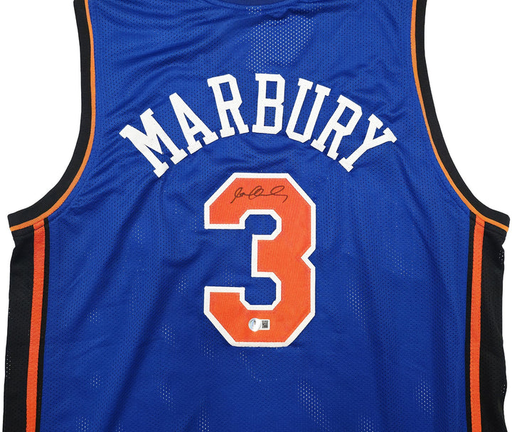 New York Knicks Stephon Marbury Signed Blue Jersey Beckett Witness