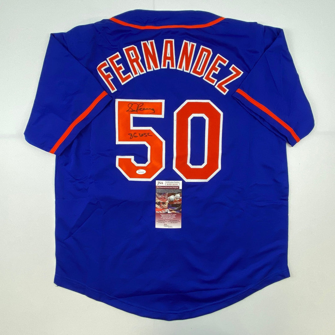 Autographed/Signed Sid Fernandez 86 WSC New York Blue Jersey JSA COA
