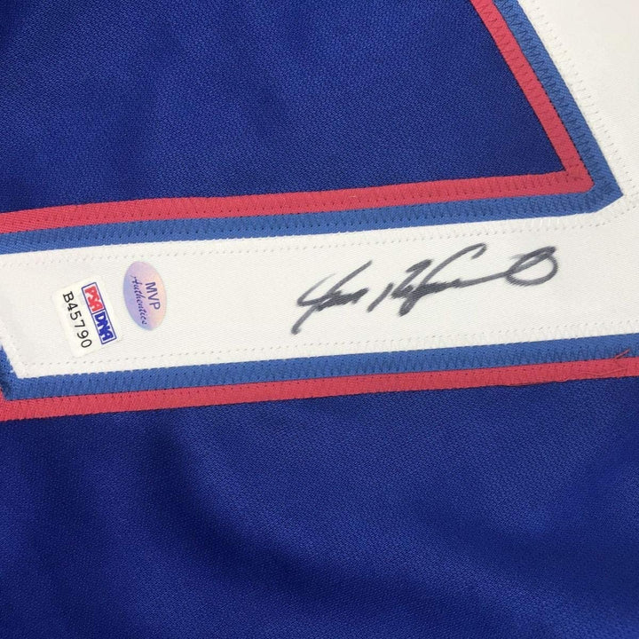 Autographed/Signed Ivan Pudge Rodriguez Texas Blue Baseball Jersey PSA COA