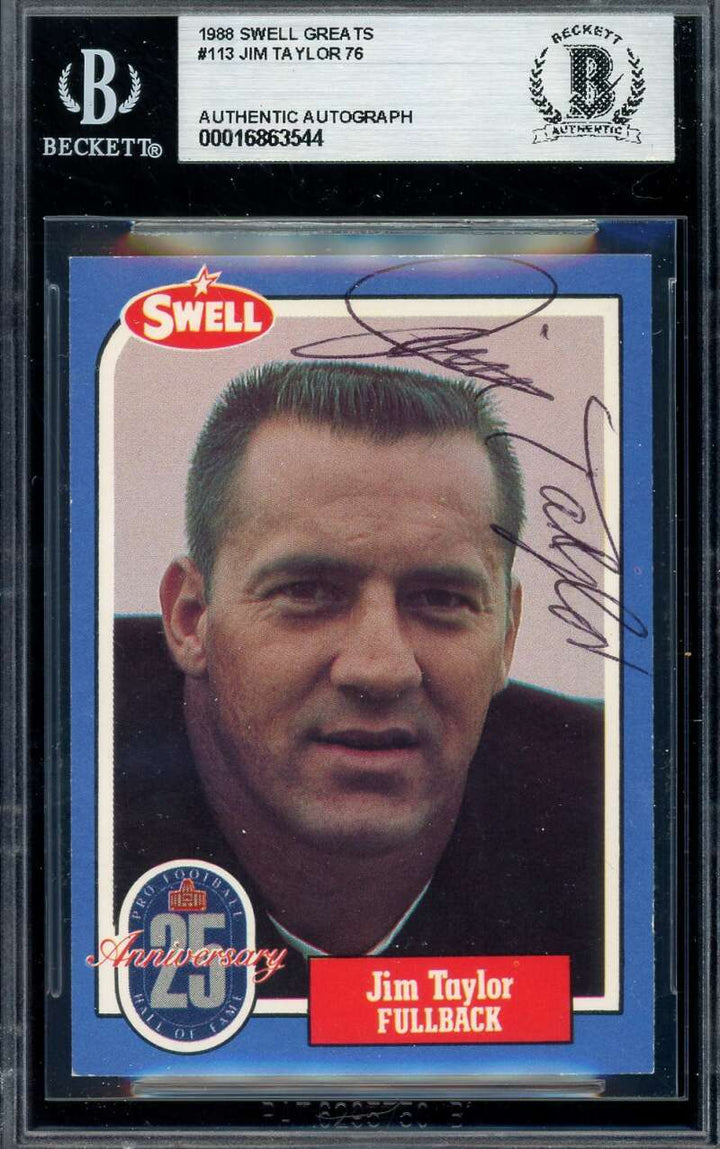 Jim Taylor Beckett BAS Signed 1988 Swell Greats Autograph