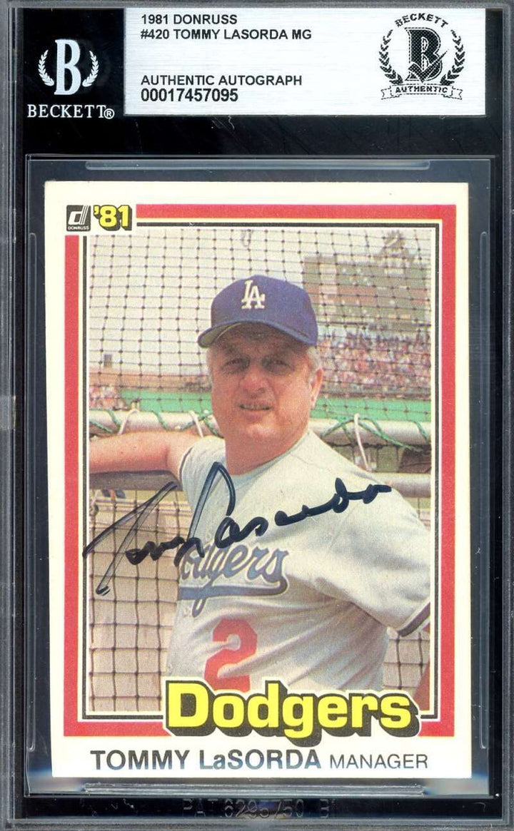 Tommy Lasorda Beckett BAS Signed 1981 Donruss Autograph